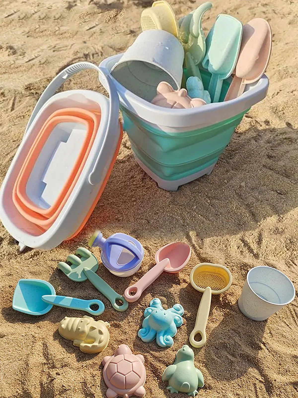 11 PCS Beach Toys for Kids Sand Toys Set for Toddlers Sandbox Toys with Bucket Shovel Rake Set Summer Outdoor Children Gift