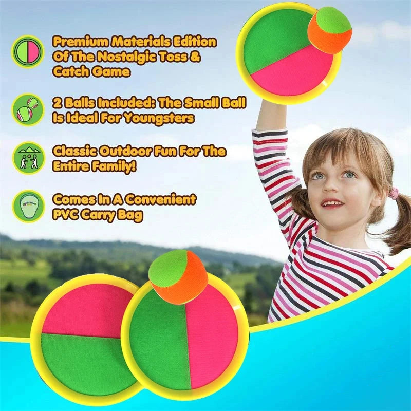 Self-Stick Disc Toss and Catch Ball Set Beach Toys Paddle Ball with 2 Paddles+1 Ball Outdoor Games for Backyards for Kids Adults