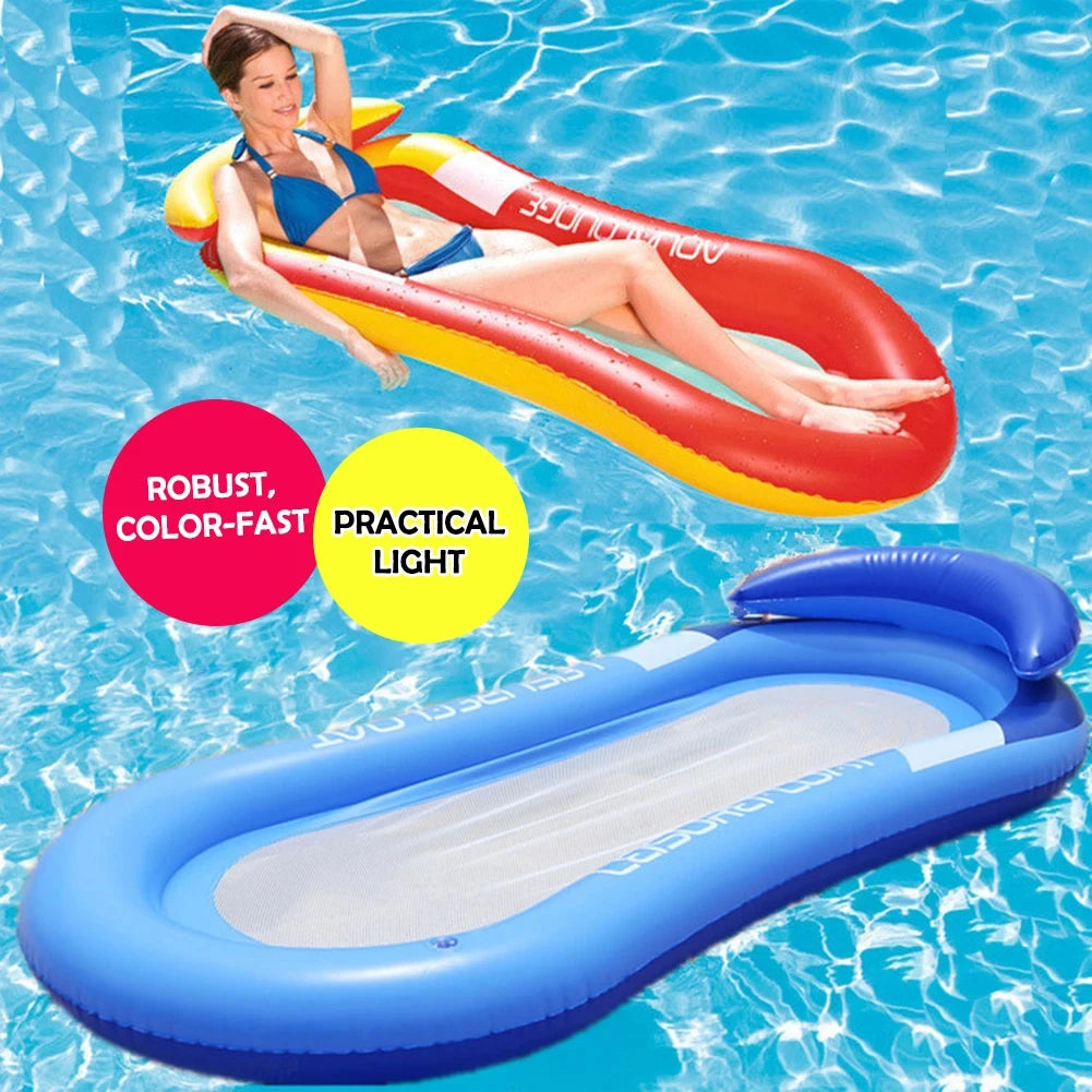 Inflatable Water Hammock Air Mattress for Women Swimming Pool Floating Lounge Bed Beach Party Sports Recliner Recreation