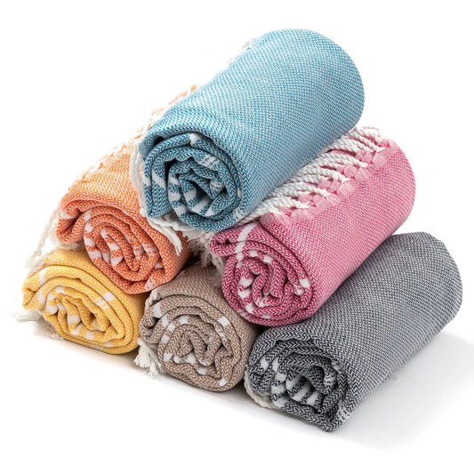 Cotton Turkish Beach Towel Turkish Sports Bath Towel with Tassels Holiday Towels Soft Absorbent Quick Drying Towels Easy Care