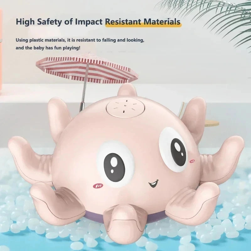 Electric Octopus Bath Toy with LED Lights & Music - Auto Water Sprinkler, BPA-Free Baby Bath Time Toy for Toddlers (Pool Gift)