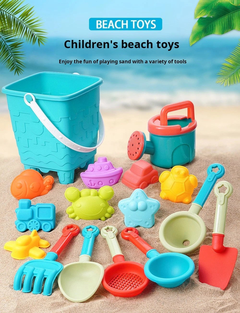 Children 10/14/16PCS Beach Toys Summer Outdoor Sand Play Bucket Bottle Shovel Kids Water Game Winter Snow Tool Gift color random