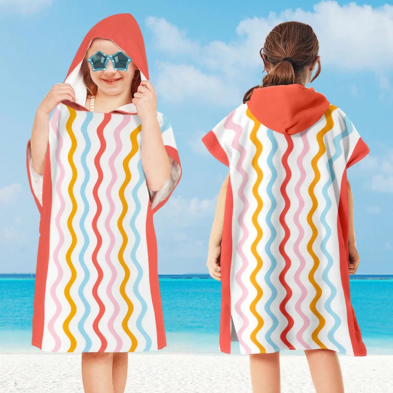 Hooded Kids Beach Towels Toddler Bath Towel Girls Boys Swim Cover-ups Pool Towels Quick Dry Lightweight Soft Microfiber Poncho