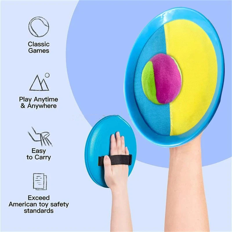 Self-Stick Disc Toss and Catch Ball Set Beach Toys Paddle Ball with 2 Paddles+1 Ball Outdoor Games for Backyards for Kids Adults