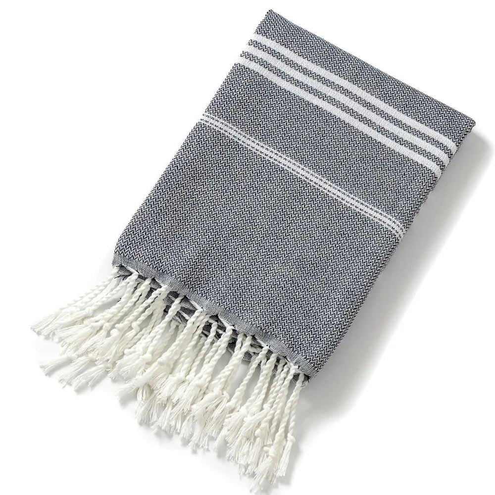 Cotton Turkish Beach Towel Turkish Sports Bath Towel with Tassels Holiday Towels Soft Absorbent Quick Drying Towels Easy Care