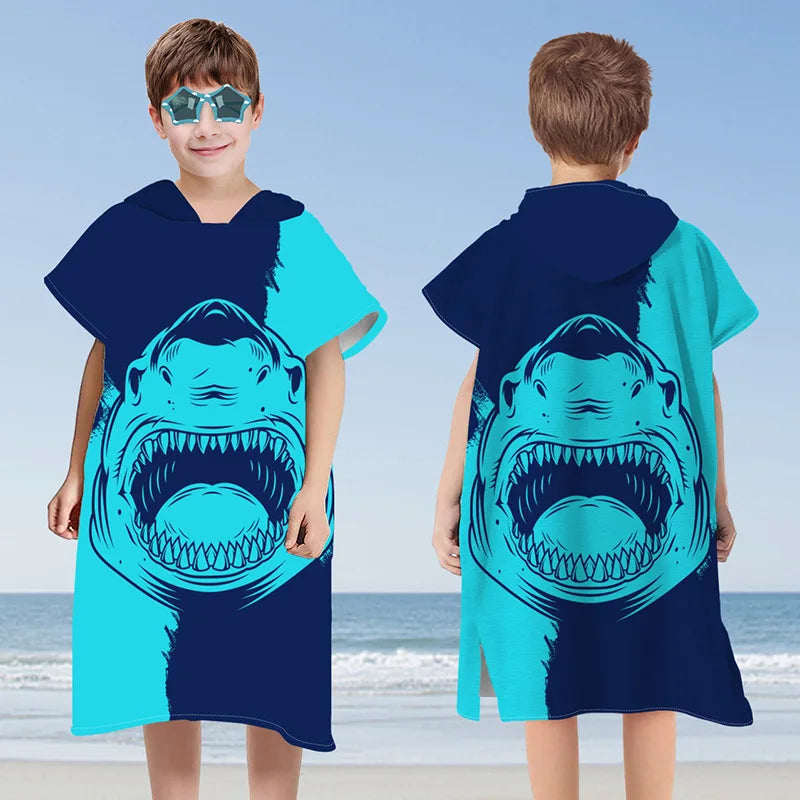 Hooded Kids Beach Towels Toddler Bath Towel Girls Boys Swim Cover-ups Pool Towels Quick Dry Lightweight Soft Microfiber Poncho