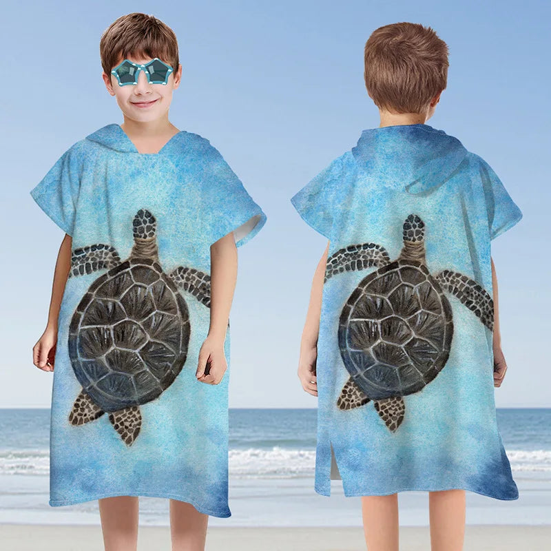 Hooded Kids Beach Towels Toddler Bath Towel Girls Boys Swim Cover-ups Pool Towels Quick Dry Lightweight Soft Microfiber Poncho