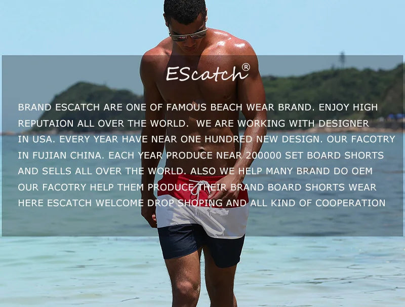 ESCATCH 2023 New Arrivals Men Swimwear Plus Size Fashion Printed Swimsuit Male High Quality Elastic Swim Trunks With Pad