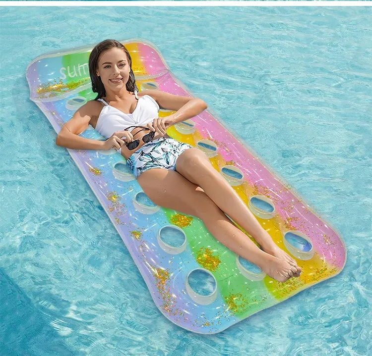 Versatile Inflatable Pool   Foldable Water Hammock Lounger for Adults, Ideal for Swimming Pool, Beach, Water Activities