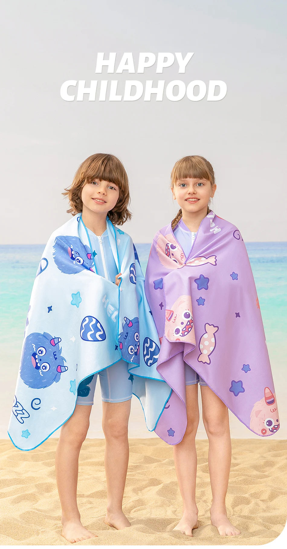 Surf Poncho Changing Towel Quick-Dry Microfiber Beach Blanket Bath Towel Swimming Pool Towel Beach Poncho for Kids Children