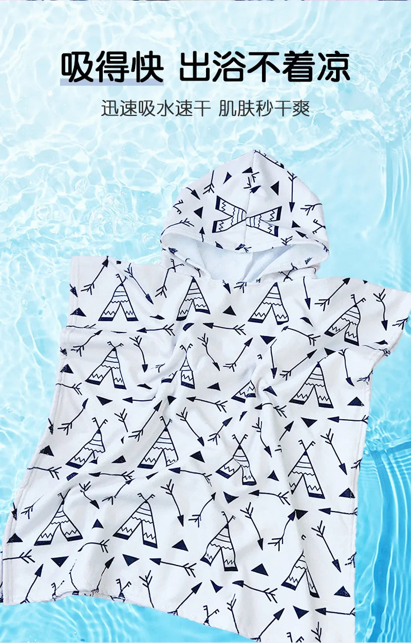 Hooded Kids Beach Towels Toddler Bath Towel Girls Boys Swim Cover-ups Pool Towels Quick Dry Lightweight Soft Microfiber Poncho