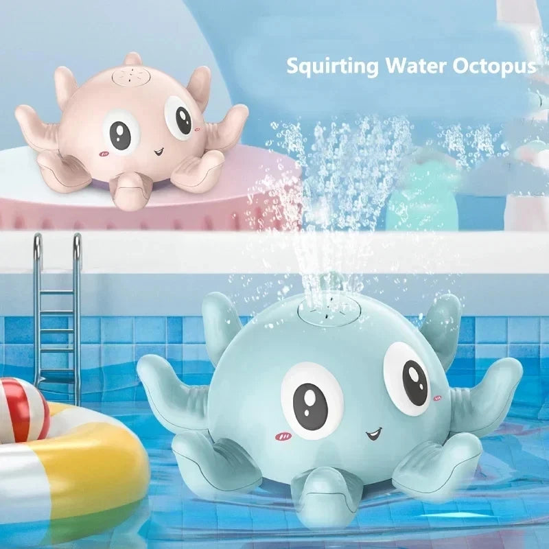 Electric Octopus Bath Toy with LED Lights & Music - Auto Water Sprinkler, BPA-Free Baby Bath Time Toy for Toddlers (Pool Gift)