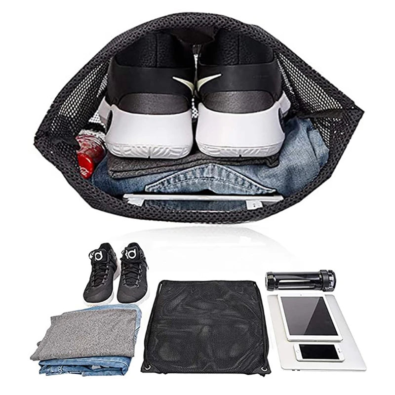 Heavy Duty Mesh Drawstring Backpack Bags Multifunction Ventilated Bag for Soccer ball, Gym Sports Equipment Storage Beach Toys