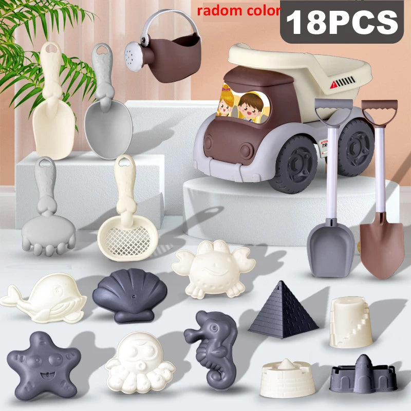 Beach Sand Toys for Kids Travel Beach Toys for Toddler 3-10 Sandbox Dump Truck, Dinosaur Sand Molds Sand Castle Kit Shovel Sieve