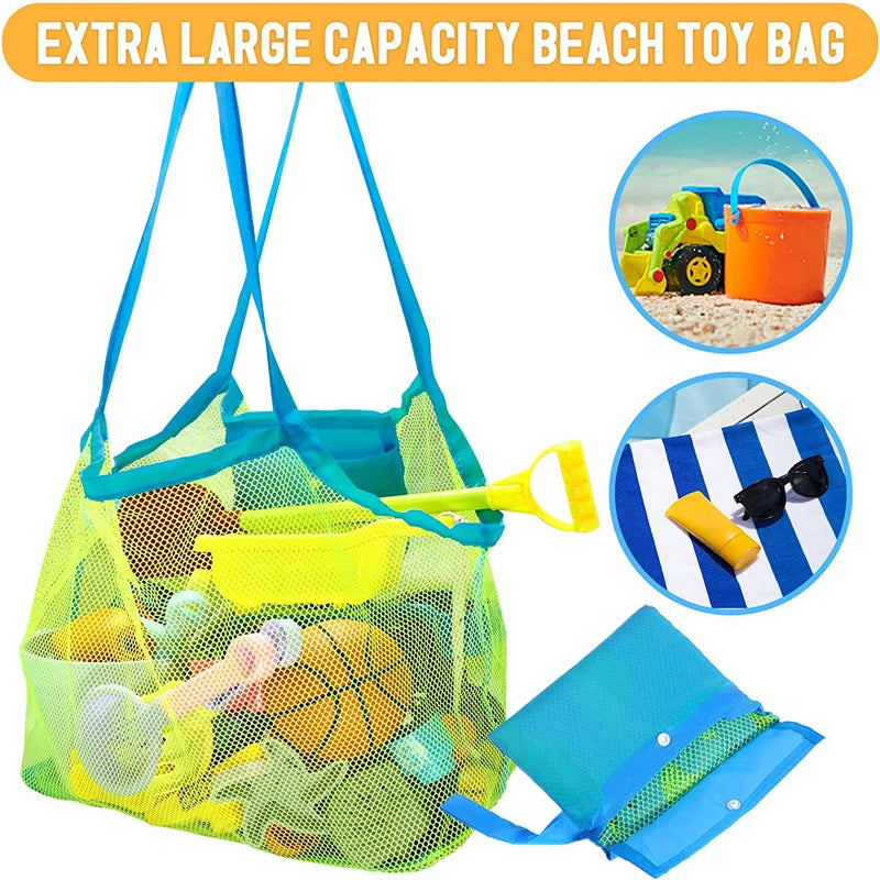Portable Beach Bag Foldable  Storage Bag Beach Toys Baskets Kids Outdoor Swimming Waterproof Bags Sand Tool Clutter Storage Bag