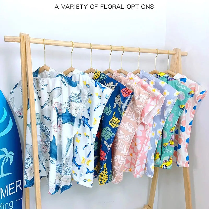 Hooded Kids Beach Towels Toddler Bath Towel Girls Boys Swim Cover-ups Pool Towels Quick Dry Lightweight Soft Microfiber Poncho