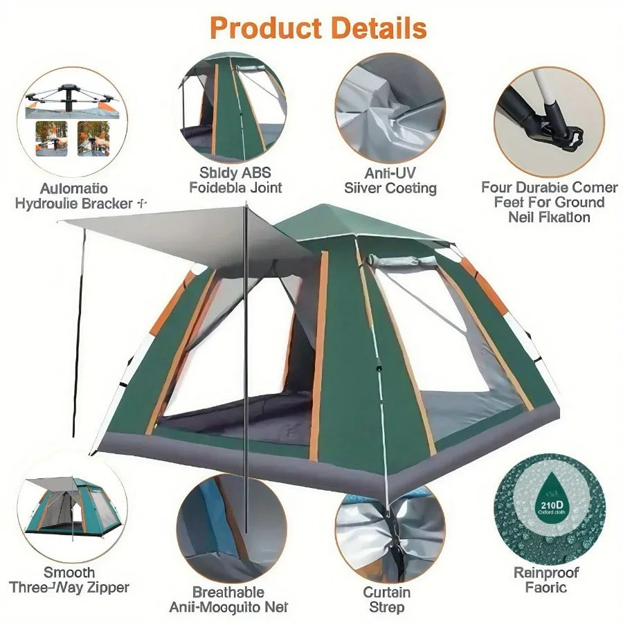 23 Person Camping Tent Outdoor Foldable Waterproof Tent with 2 Mosquito Nets Windows Carrying Bag for Hiking Climbing Adventure
