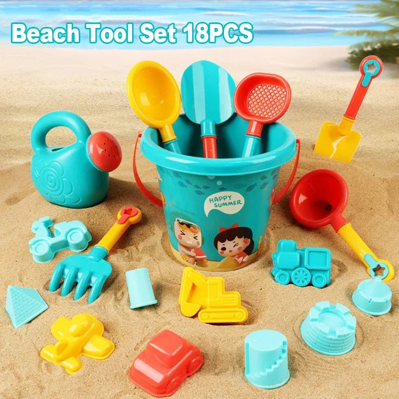 Summer Beach Set Toys For Kids Digging Sand Plastic Bucket Watering Bottle Shovels Children Beach Water Game Toys Tools