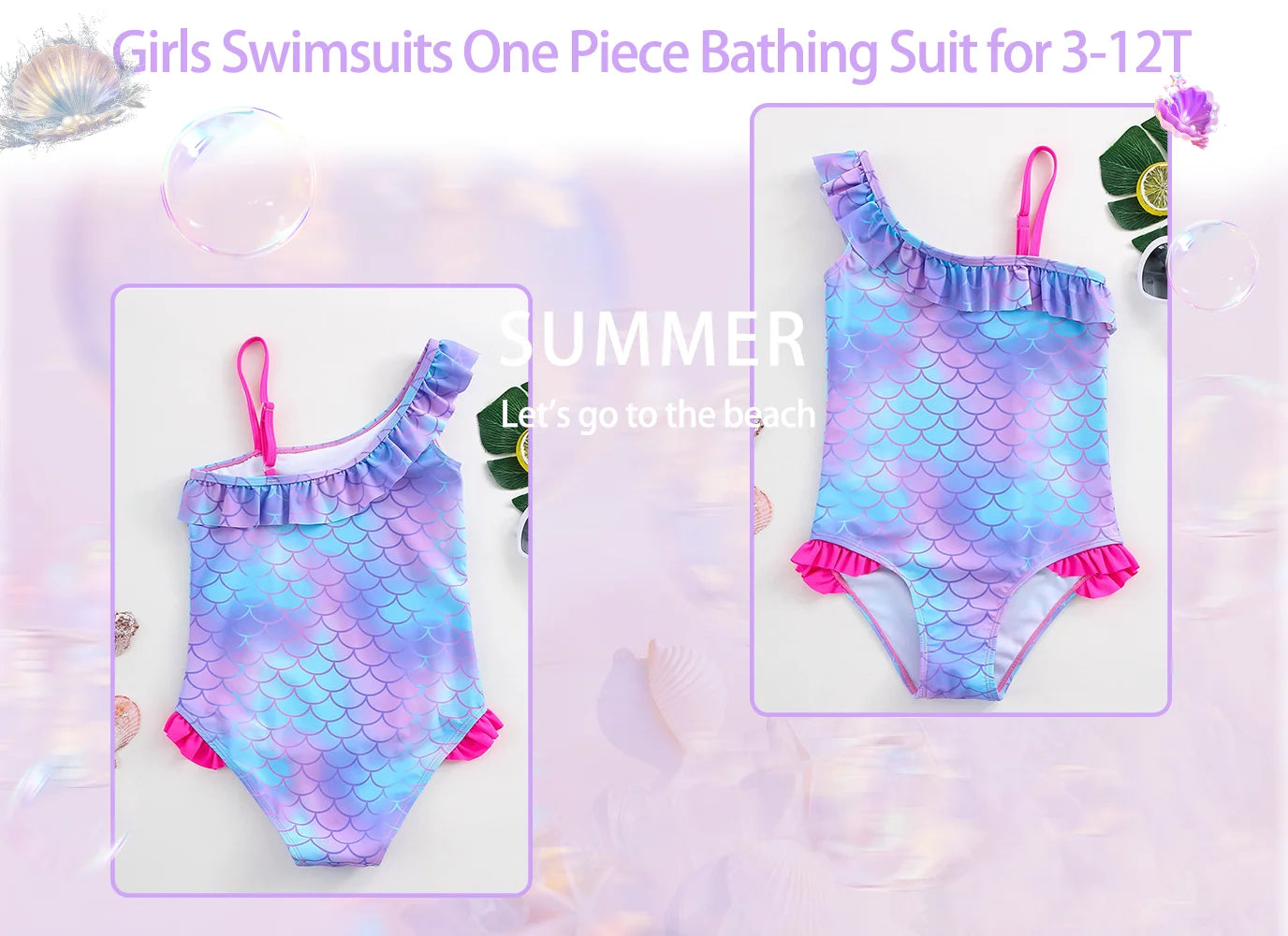 Moana Girls Swimsuit Fashion Mermaid Fish Scale One-Piece Bathing Suits Children's Dresses Summer Swimwear Beach Suit Kids Wear