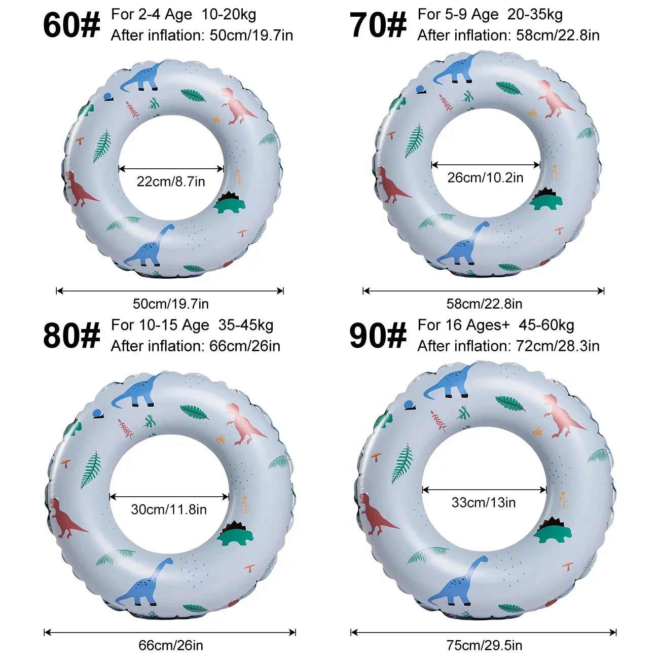 Dinosaur Inflatable Pool Floats for Adults,Summer Swiming Ring Beach Toys Pool Floaties for Kids,Inner Tubes for Floating