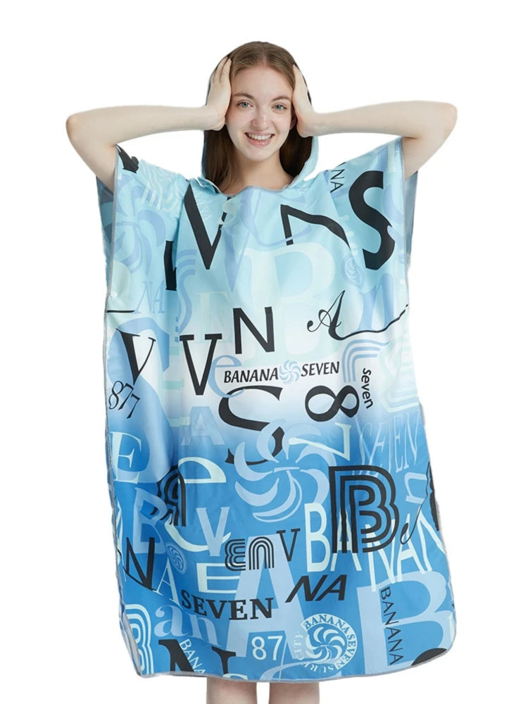 Surf Poncho Towel Poncho Quick-Dry Towel Hoodie Microfiber Beach Robe Changing Poncho Swim Towel Beach Poncho For Adults (A12)