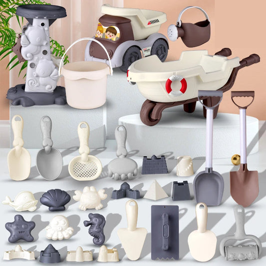 Beach Sand Toys for Kids Travel Beach Toys for Toddler 3-10 Sandbox Dump Truck, Dinosaur Sand Molds Sand Castle Kit Shovel Sieve