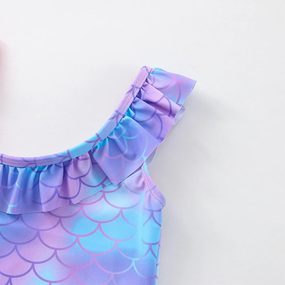 Moana Girls Swimsuit Fashion Mermaid Fish Scale One-Piece Bathing Suits Children's Dresses Summer Swimwear Beach Suit Kids Wear
