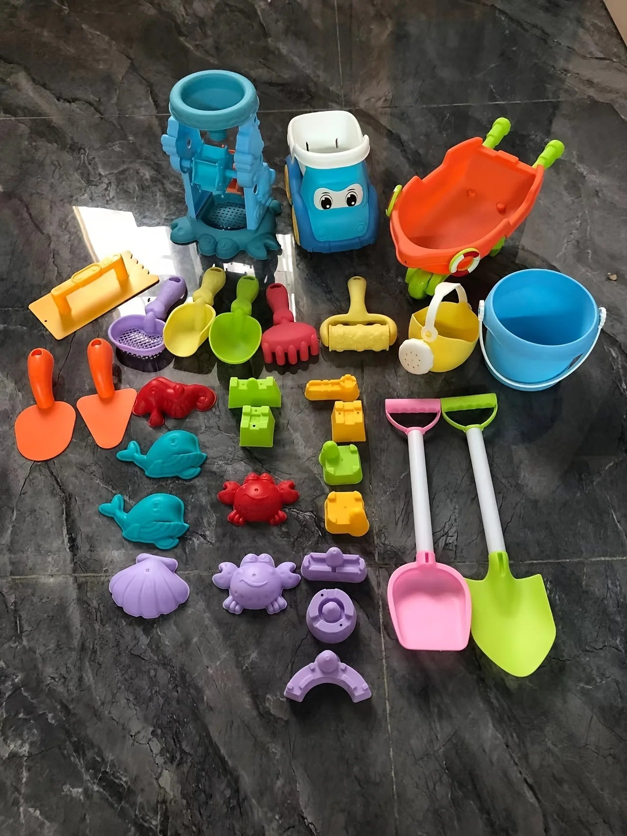 Beach Toys for Kids Sand Toys Set Sand Bucket Shovel Rake Toys for Beach Animal Dinosaur Molds Travel Sandbox Toys for Toddlers