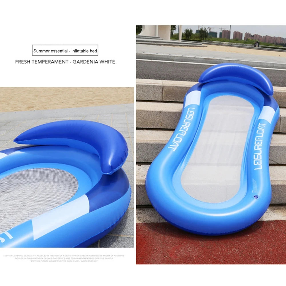Inflatable Water Hammock Air Mattress for Women Swimming Pool Floating Lounge Bed Beach Party Sports Recliner Recreation