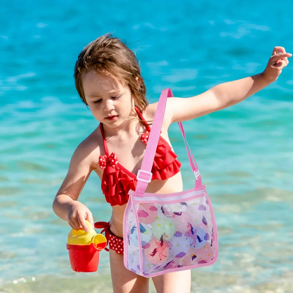 Foldable Beach Mesh Bag Children Sand Away Protable Kids Beach Toys Clothes Bags Storage Organizers Women Cosmetic Makeup Bag