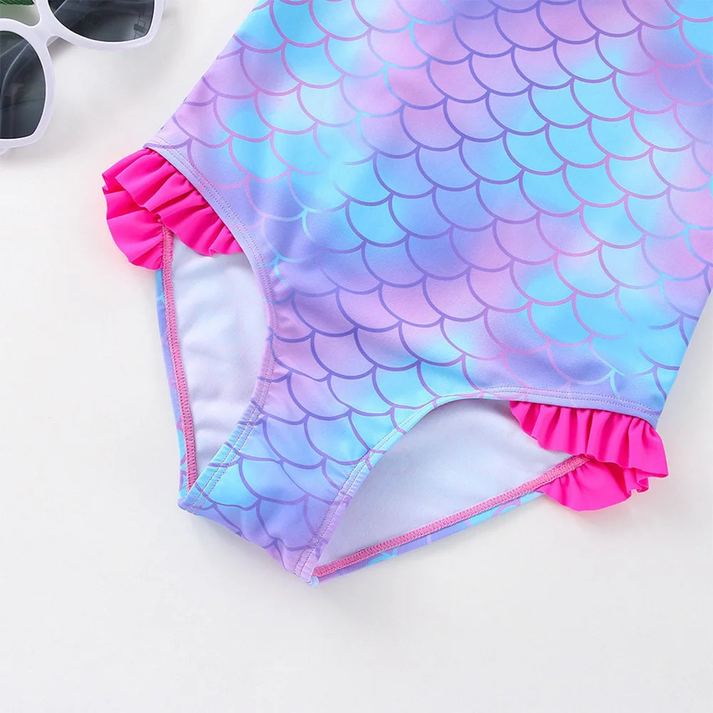 Moana Girls Swimsuit Fashion Mermaid Fish Scale One-Piece Bathing Suits Children's Dresses Summer Swimwear Beach Suit Kids Wear
