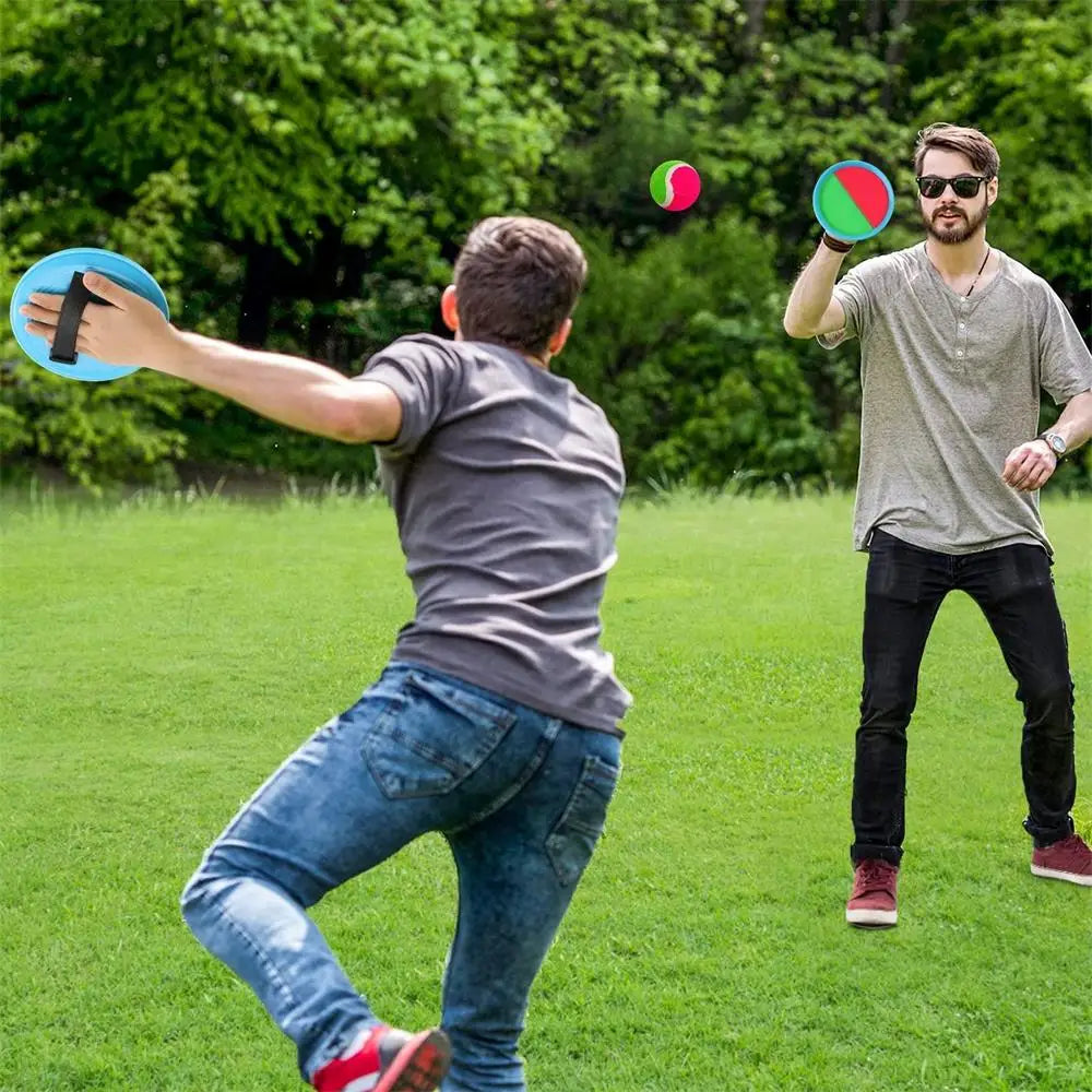 Self-Stick Disc Toss and Catch Ball Set Beach Toys Paddle Ball with 2 Paddles+1 Ball Outdoor Games for Backyards for Kids Adults