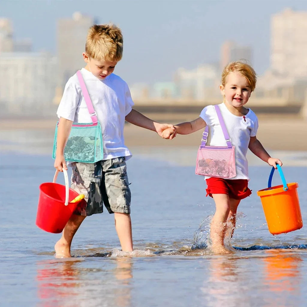Foldable Beach Mesh Bag Children Sand Away Protable Kids Beach Toys Clothes Bags Storage Organizers Women Cosmetic Makeup Bag