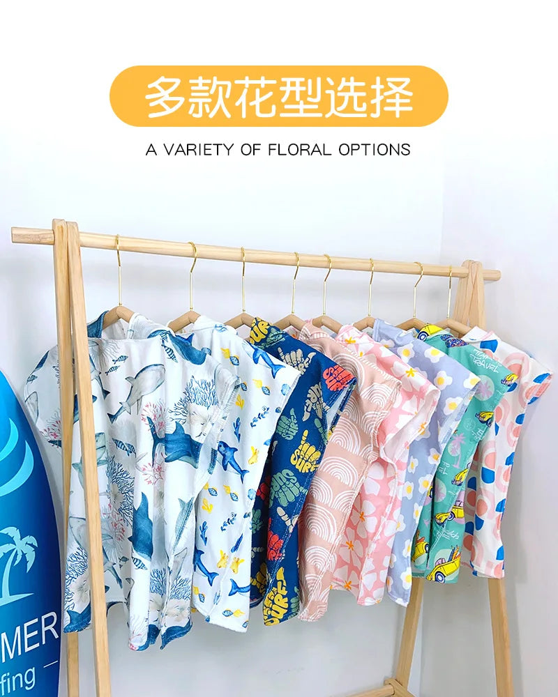 Hooded Kids Beach Towels Toddler Bath Towel Girls Boys Swim Cover-ups Pool Towels Quick Dry Lightweight Soft Microfiber Poncho
