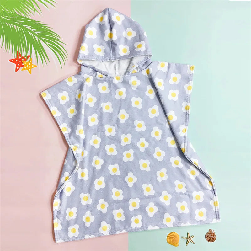 Hooded Kids Beach Towels Toddler Bath Towel Girls Boys Swim Cover-ups Pool Towels Quick Dry Lightweight Soft Microfiber Poncho