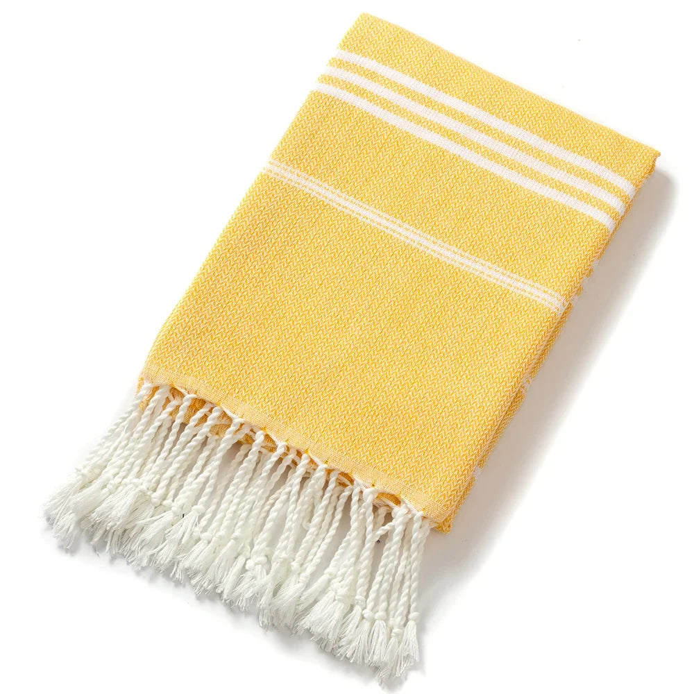 Cotton Turkish Beach Towel Turkish Sports Bath Towel with Tassels Holiday Towels Soft Absorbent Quick Drying Towels Easy Care