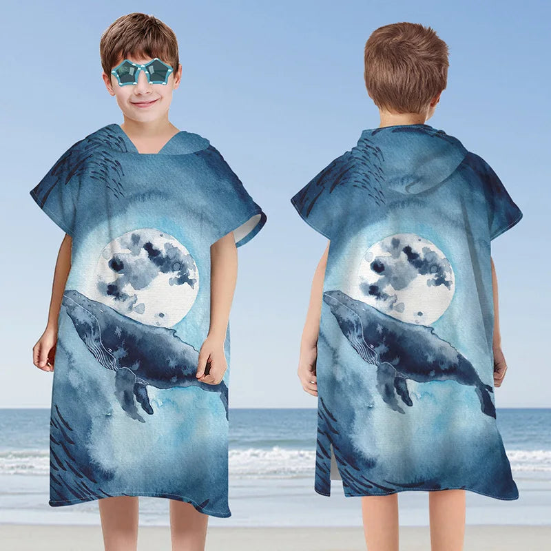 Hooded Kids Beach Towels Toddler Bath Towel Girls Boys Swim Cover-ups Pool Towels Quick Dry Lightweight Soft Microfiber Poncho