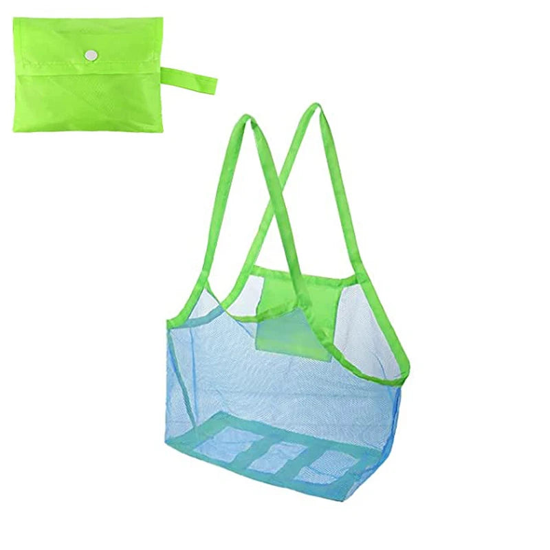 Outdoor Beach Mesh Bag Children Sand Away Foldable Portable Kids Beach Toys Clothes Towel Bag Toy Storage Sundries Organiser Bag
