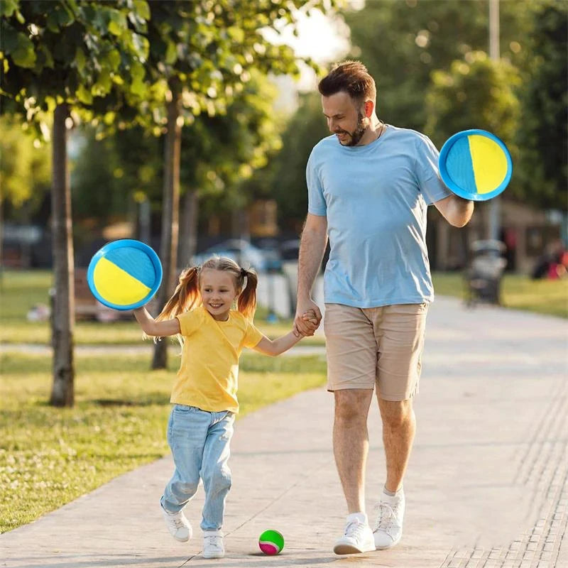 Self-Stick Disc Toss and Catch Ball Set Beach Toys Paddle Ball with 2 Paddles+1 Ball Outdoor Games for Backyards for Kids Adults