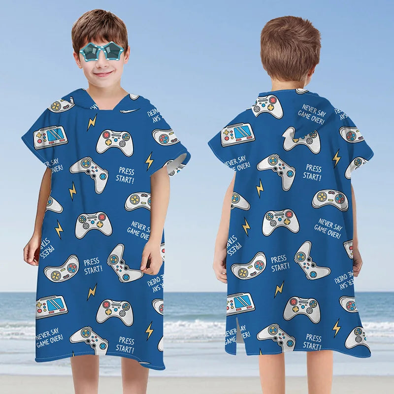 Hooded Kids Beach Towels Toddler Bath Towel Girls Boys Swim Cover-ups Pool Towels Quick Dry Lightweight Soft Microfiber Poncho