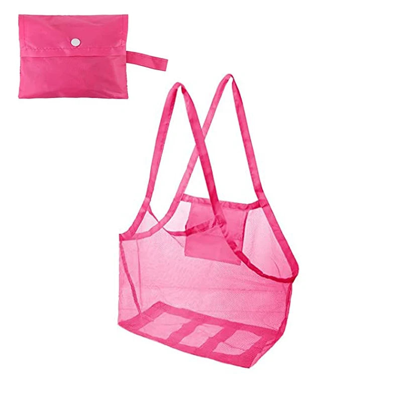 Outdoor Beach Mesh Bag Children Sand Away Foldable Portable Kids Beach Toys Clothes Towel Bag Toy Storage Sundries Organiser Bag