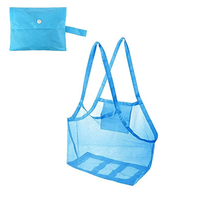 Outdoor Beach Mesh Bag Children Sand Away Foldable Portable Kids Beach Toys Clothes Towel Bag Toy Storage Sundries Organiser Bag