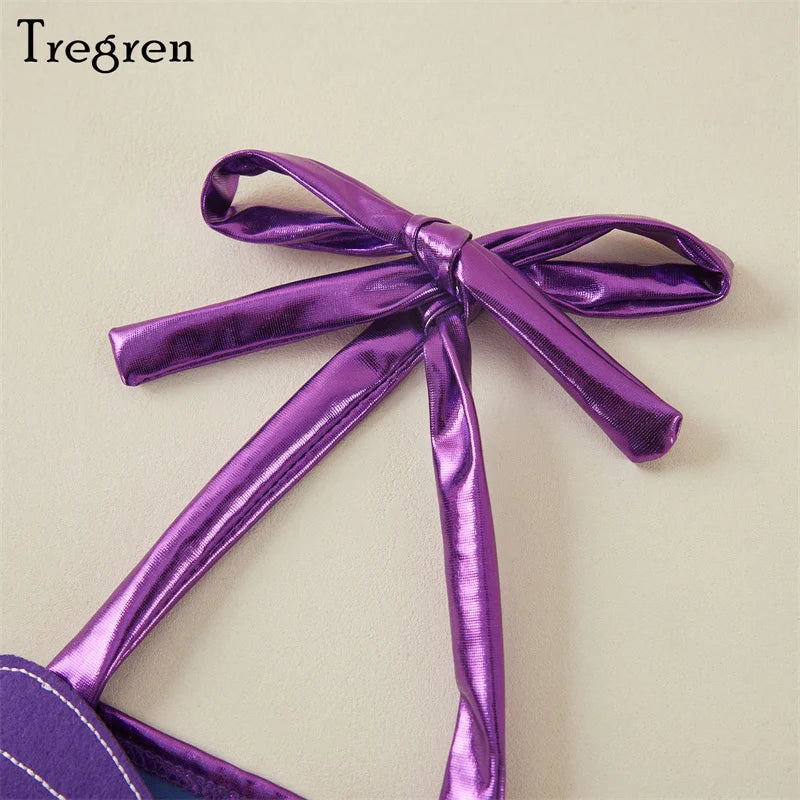 Tregren Toddler Kids Girl Mermaid Bikinis Set Summer Beachwear Halter Top Swimwear Swimming Pool Bathing Suit with Headband