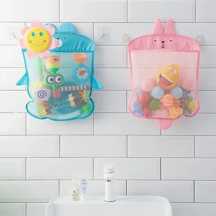 Baby Bath Toys Organizer Quick Dry Toddlers Mesh Net Bag for Bathroom Toy Storage Cartoon Shape Sand Beach Toys Storage Holder