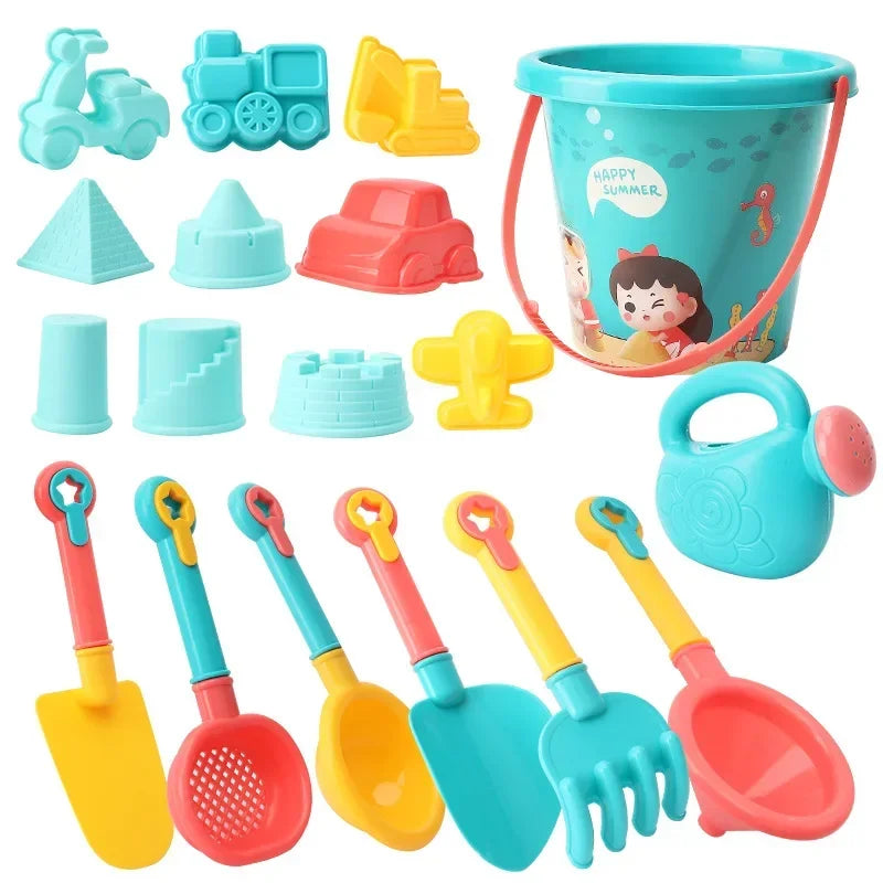 Summer Beach Set Toys For Kids Digging Sand Plastic Bucket Watering Bottle Shovels Children Beach Water Game Toys Tools